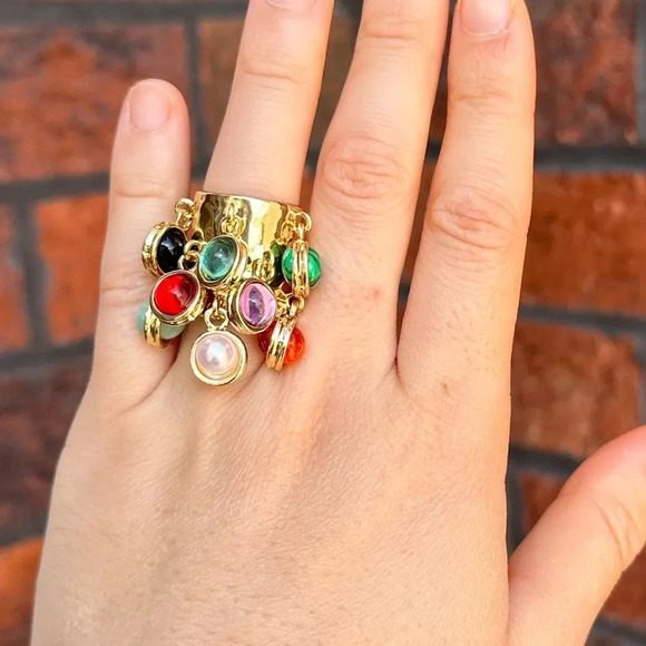 Firona Natural Stones Multicolor Fringe Ring - Picture 12 of 17